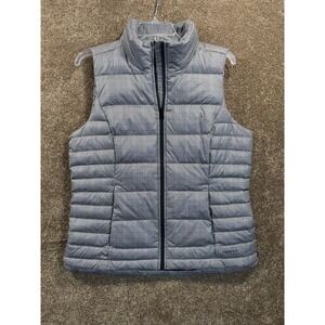 LANDS END Womens Down‎ Puffer VEST GrayBlack White PLAID Medium 10-12